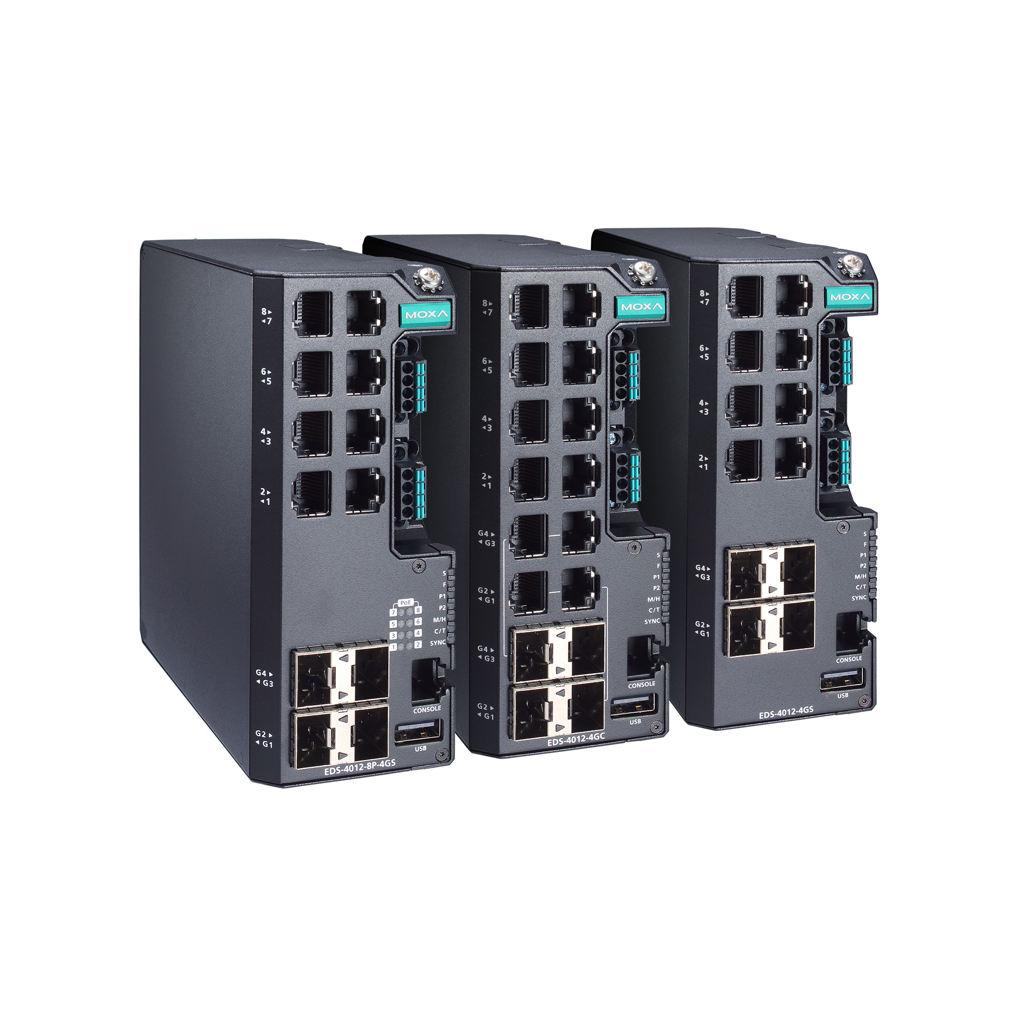 Moxa EDS-4012 Series Right Facing Product Image